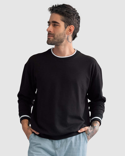 Buzo para hombre con detalle en contraste#color_700-negro