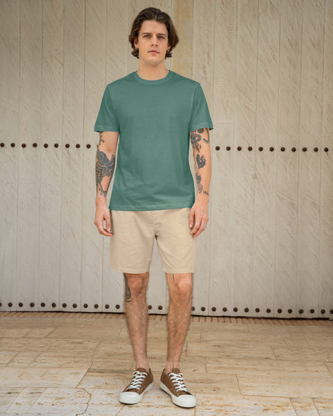 Camiseta manga corta básica 100% algodón#color_601-verde-medio-claro