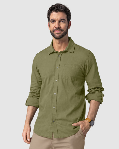 Camisa con botones y bolsillo en frente#color_b72-verde-oliva-medio