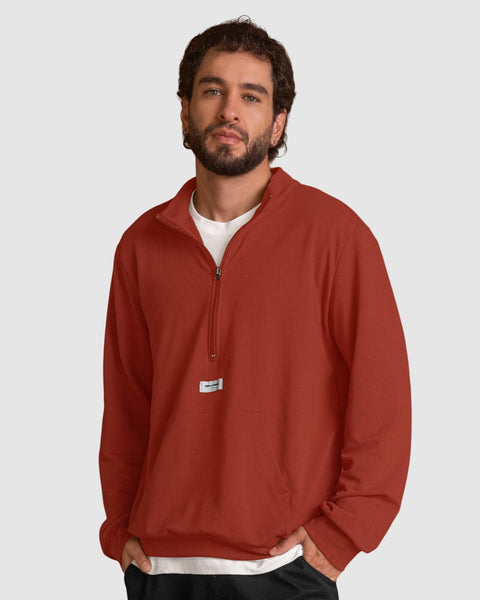 Buzo cuello alto silueta oversized#color_a89-terracota-medio