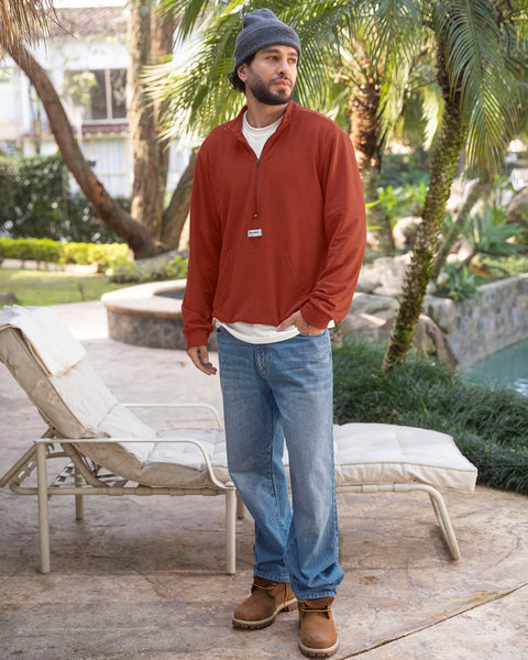 Buzo cuello alto silueta oversized#color_a89-terracota-medio
