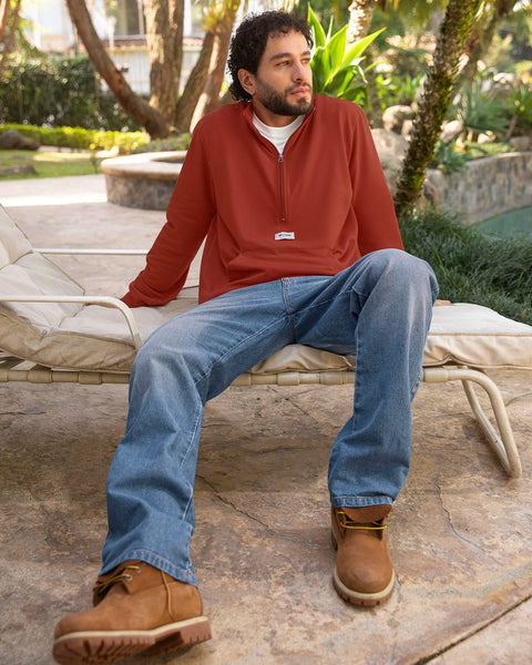 Buzo cuello alto silueta oversized#color_a89-terracota-medio