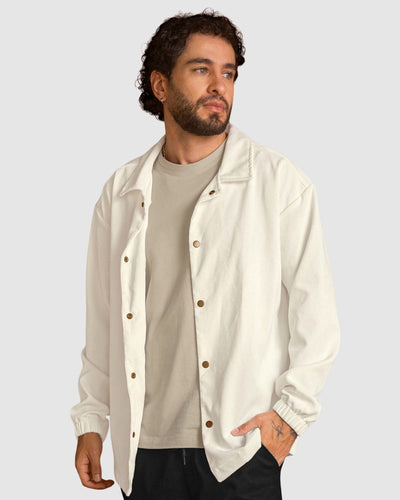 Chaqueta cuello tipo polo en tipo corduroy#color_018-marfil