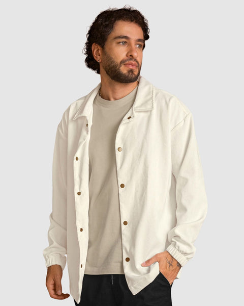Chaqueta cuello tipo polo en tipo corduroy#color_018-marfil