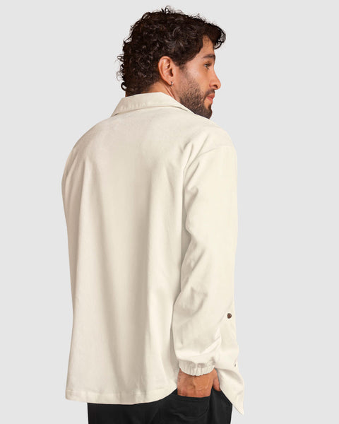 Chaqueta cuello tipo polo en tipo corduroy#color_018-marfil