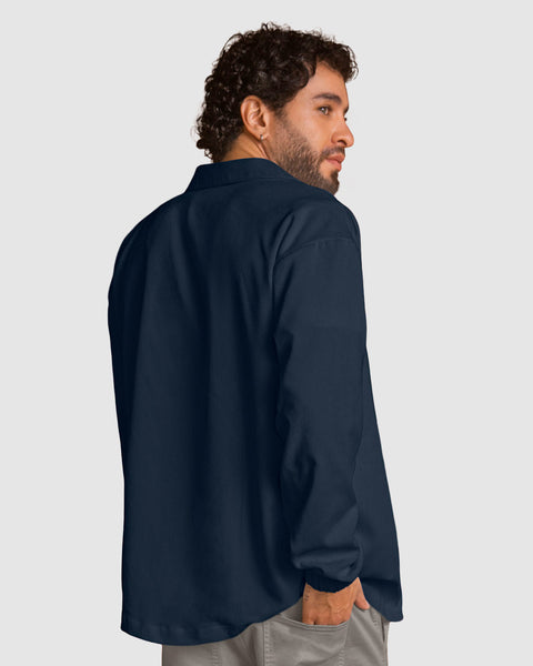 Chaqueta cuello tipo polo en tipo corduroy#color_510-azul-oscuro