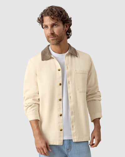 Chaqueta con cuello en corduroy#color_018-marfil