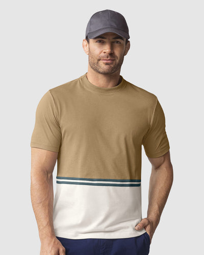 Camiseta manga corta con bloque de color#color_084-arena-marfil