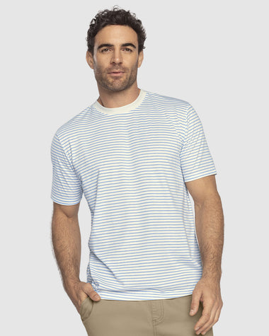 Camiseta básica estampada de manga corta#color_601-rayas-verdes