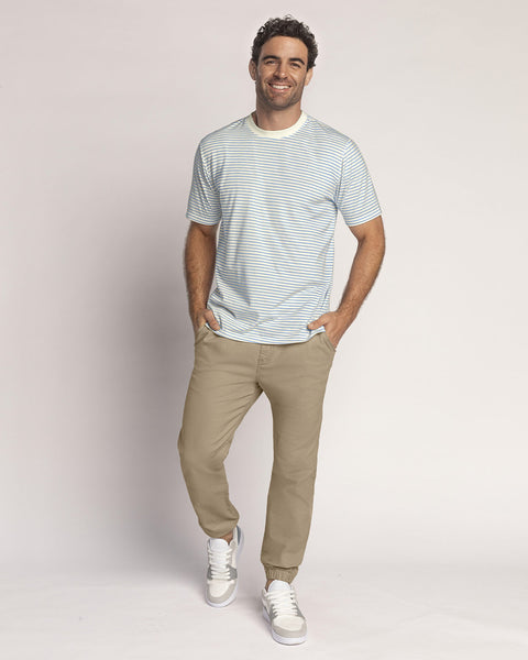 Camiseta básica estampada de manga corta#color_601-rayas-verdes
