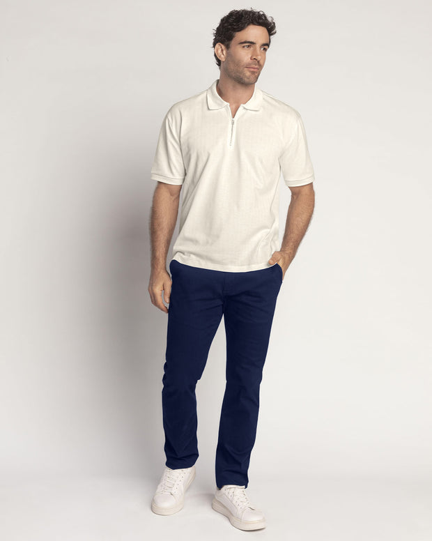 Camiseta tipo polo con cierre en tela con textura