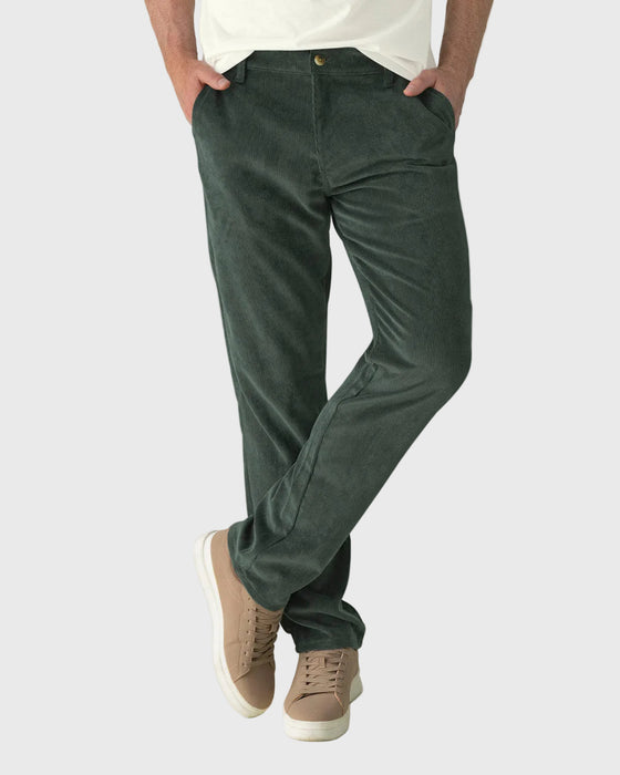 Pantalón masculino bota recta en corduroy#color_a91-verde