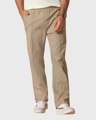 Pantalón bota recta para hombre con elástico en cintura#color_147-caqui
