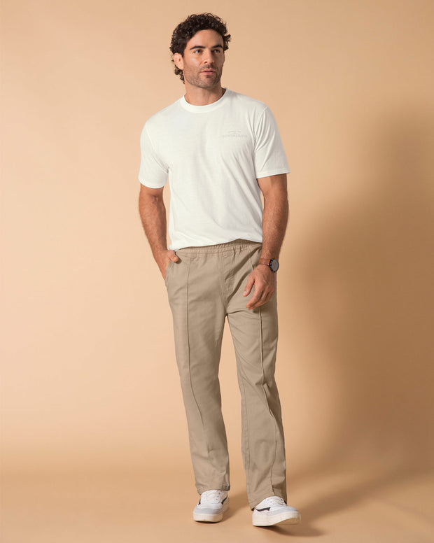Pantalón bota recta para hombre con elástico en cintura