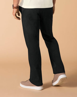 Pantalón bota recta para hombre con elástico en cintura#color_700-negro