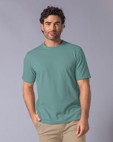 Camiseta básica en tela especial con textura#color_063-verde-azul
