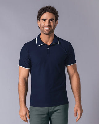 Camiseta tipo polo en tela piqué#color_c42-azul-oscuro