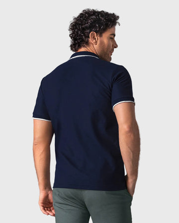 Camiseta tipo polo en tela piqué#color_c42-azul-oscuro