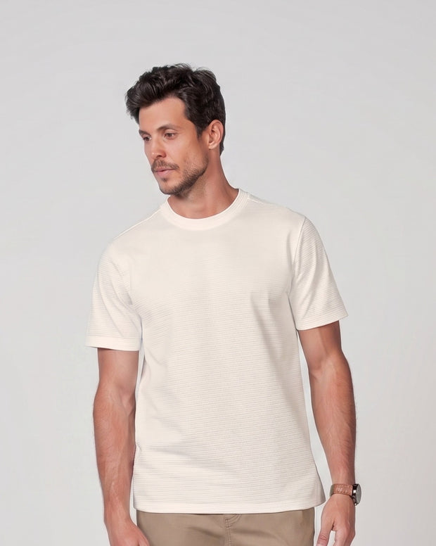 Camiseta manga corta básica en tela especial con textura
