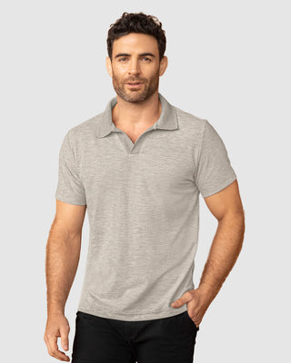 Camiseta tipo polo con cuello sport tejido#color_717-gris-claro