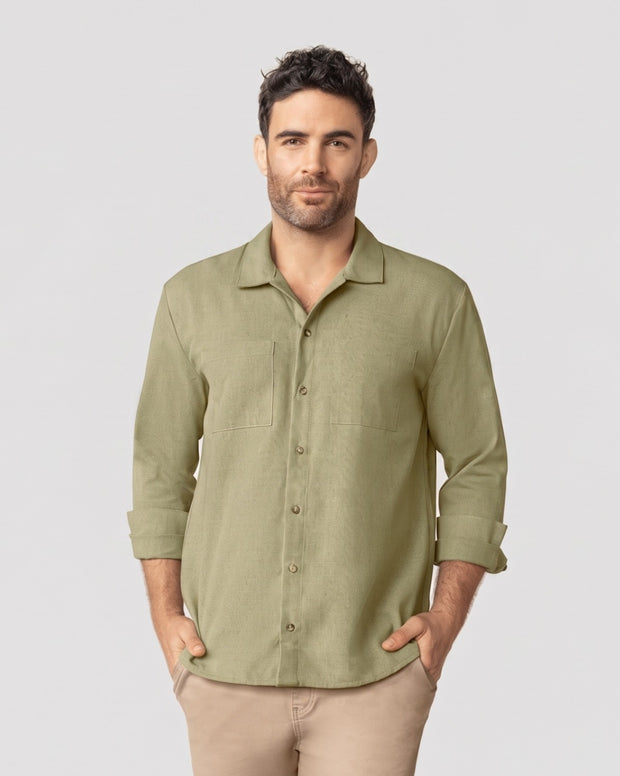 Camisa manga larga amplia con bolsillos