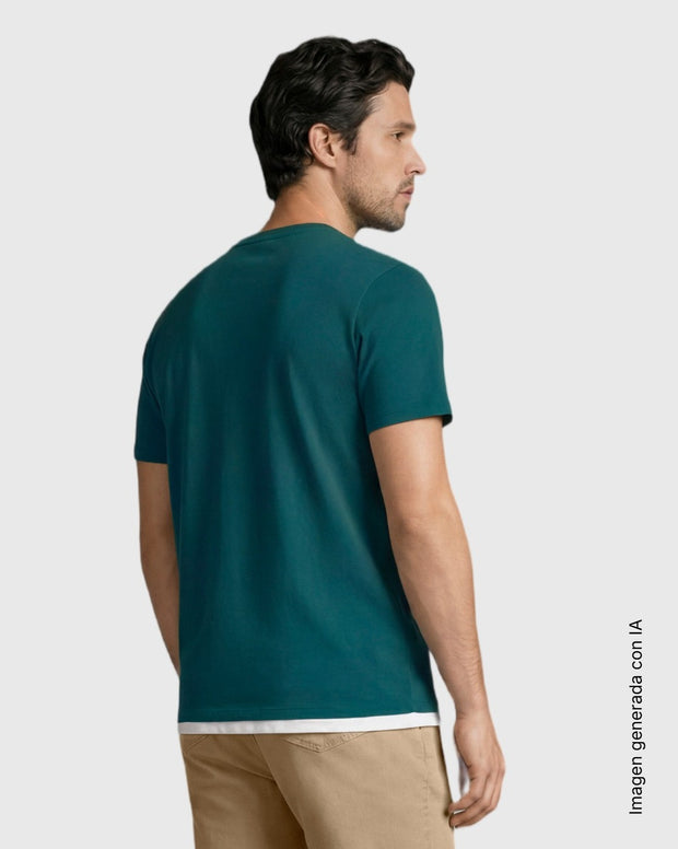 Camiseta manga corta con efecto doble prenda