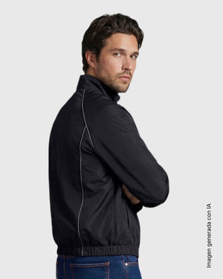 Chaqueta impermeable con líneas en contraste#color_700-negro