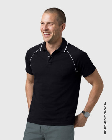 Camiseta tipo polo con detalles en contraste#color_700-negro