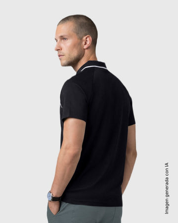 Camiseta tipo polo con detalles en contraste#color_700-negro