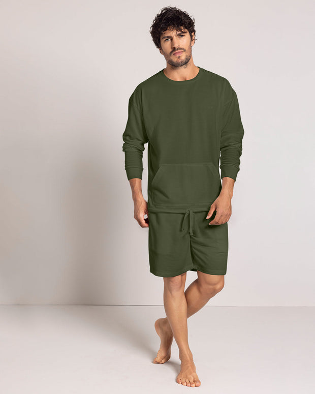 Bermuda con elástico en cintura y bolsillos funcionales#color_603-verde-oscuro