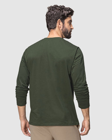 Camiseta manga larga ajustada de pijama#color_249-verde-oscuro