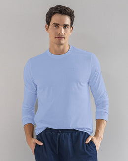 Camiseta manga larga ajustada de pijama#color_408-azul-claro