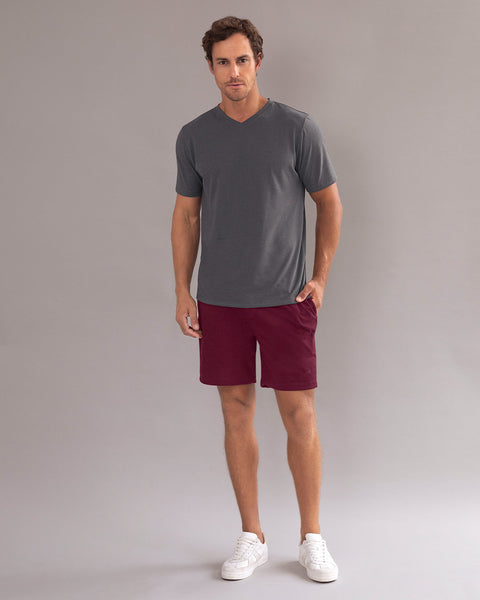 Bermuda con elástico en cintura para hombre#color_349-vino