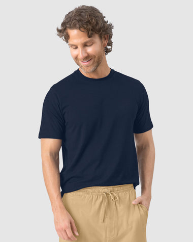 Camiseta básica con manga corta y cuello redondo#color_510-azul-oscuro