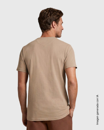Camiseta manga corta cuello en V alto#color_c54-arena