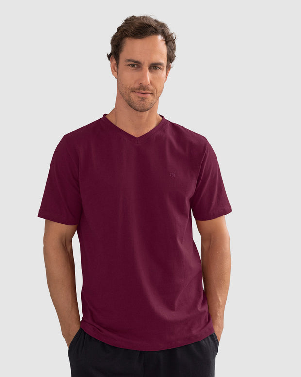 Camiseta manga corta cuello en V para hombre