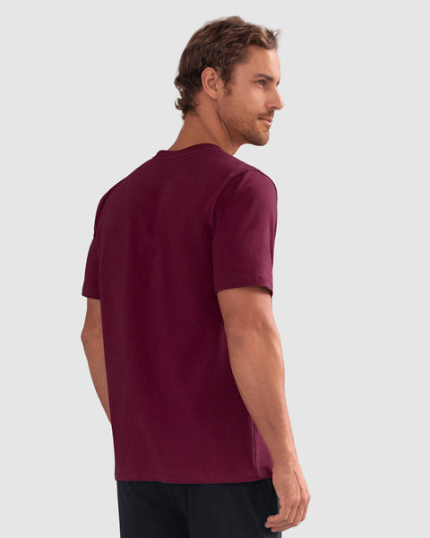 Camiseta manga corta cuello en V para hombre#color_349-vino