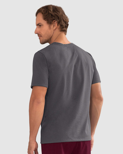 Camiseta manga corta cuello en V para hombre#color_711-gris