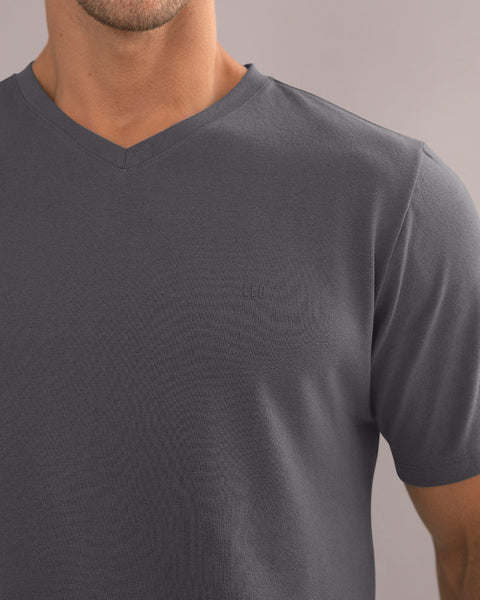 Camiseta manga corta cuello en V para hombre#color_711-gris