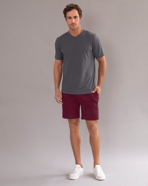 Camiseta manga corta cuello en V para hombre#color_711-gris