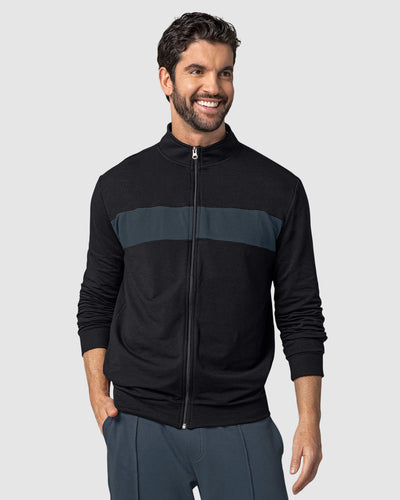 Buzo cuello alto con bloque de color#color_700-negro