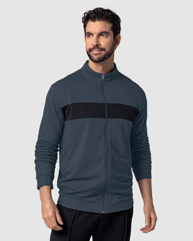 Buzo cuello alto con bloque de color#color_711-gris
