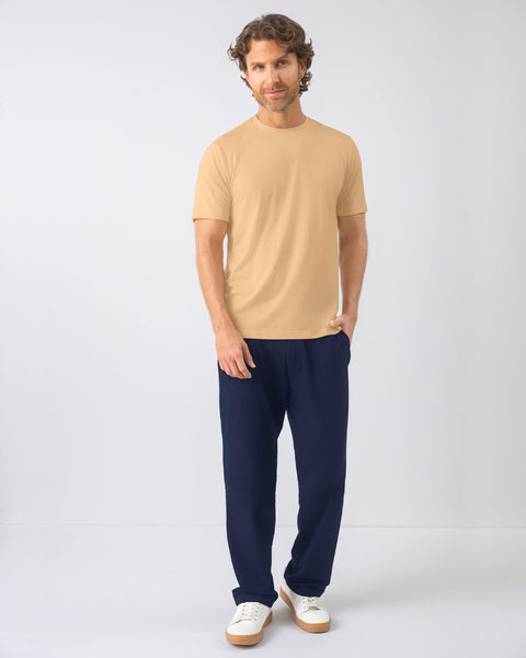 Pantalón bota recta con elástico en cintura para hombre#color_457-azul-oscuro