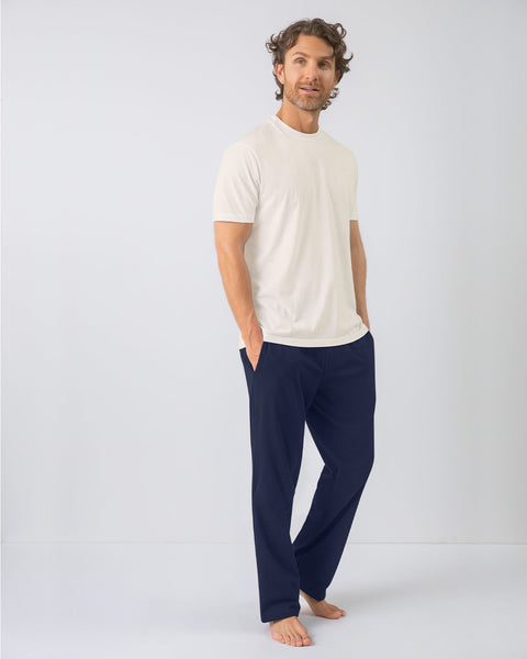 Pantalón bota recta con elástico en cintura para hombre#color_457-azul-oscuro