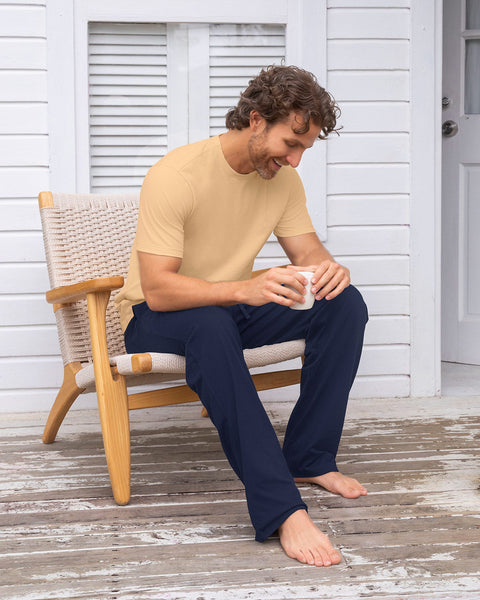 Pantalón bota recta con elástico en cintura para hombre#color_457-azul-oscuro