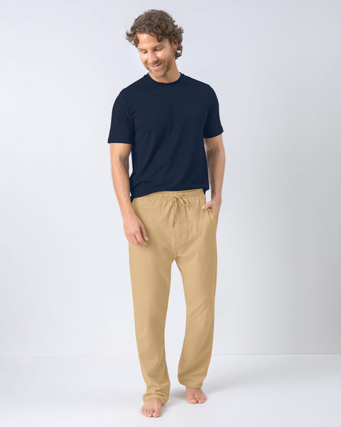 Pantalón bota recta con elástico en cintura para hombre#color_606-arena