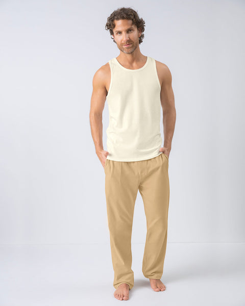 Pantalón bota recta con elástico en cintura para hombre#color_606-arena