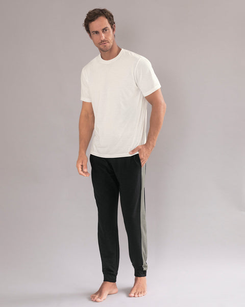 Pantalón jogger con bloque de color en los costados#color_157-gris-negro