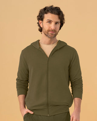 Buzo manga larga con capucha y cierre#color_a91-verde-militar