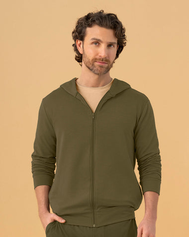 Buzo manga larga con capucha y cierre#color_a91-verde-militar
